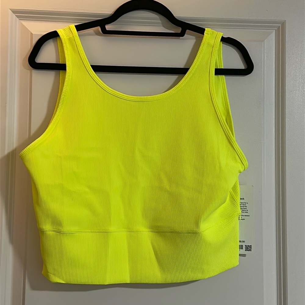NWT Lululemon Power Pivot Ribbed Tank Top Highlight Yellow Size 16